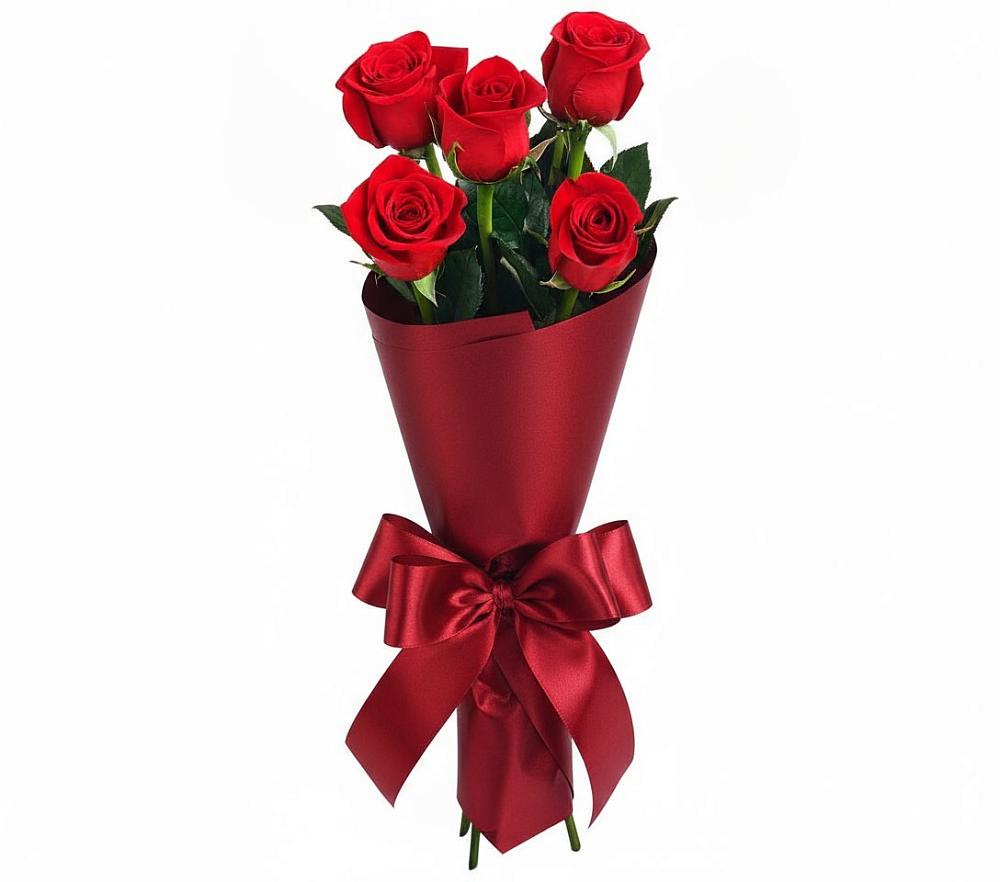 Букет 5 Красных роз Эдлесс Лав в Новой Таволжанке