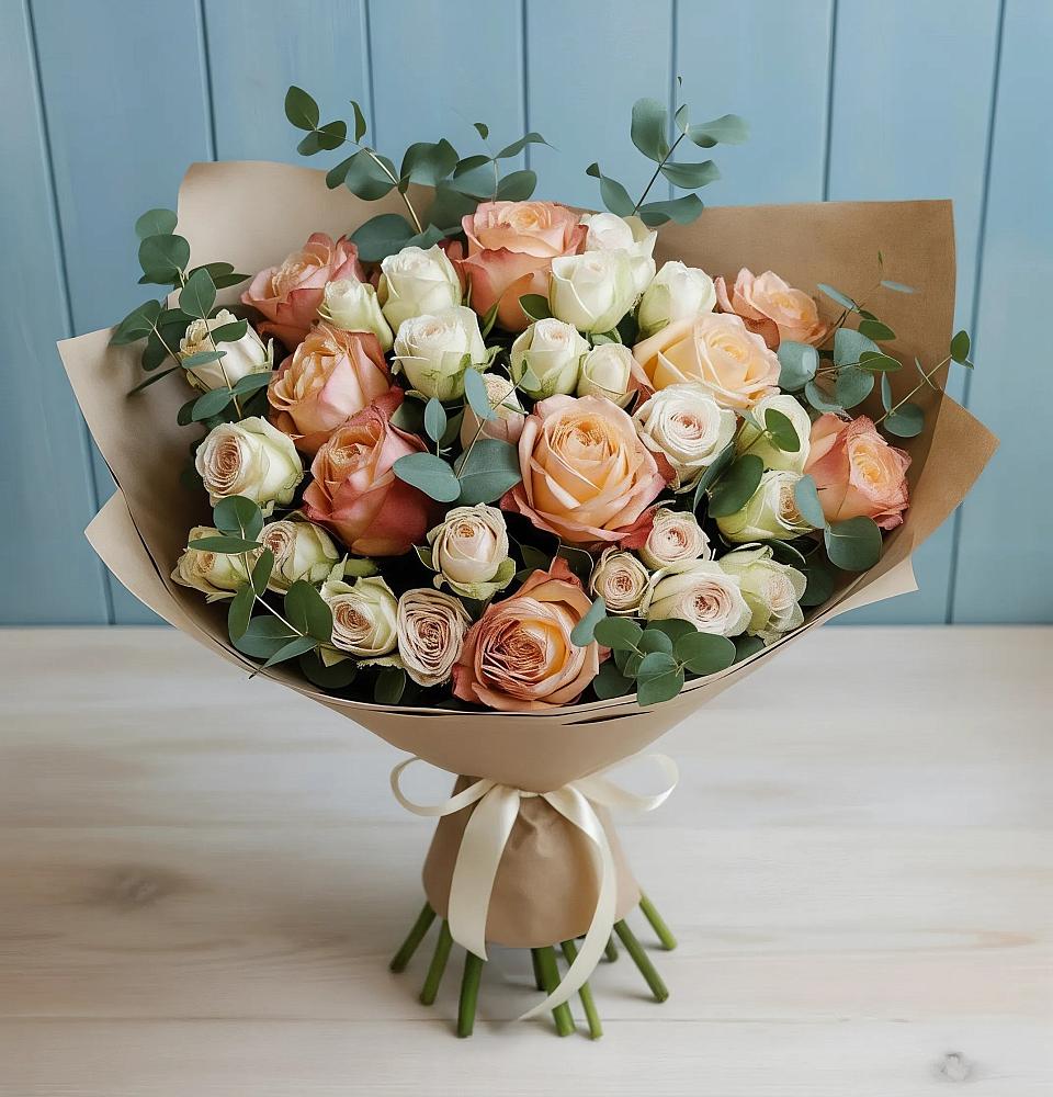 Букет цветов из: Альстромерии и Розы в Новой Таволжанке