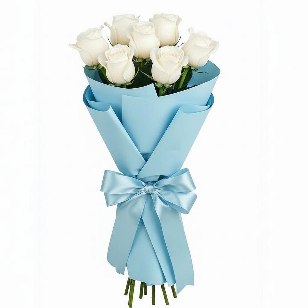 Букет 7 белых роз Проуд в Новой Таволжанке