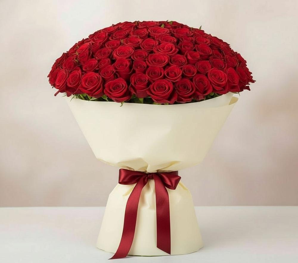 Букет 101 Красная роза Милано в Новой Таволжанке