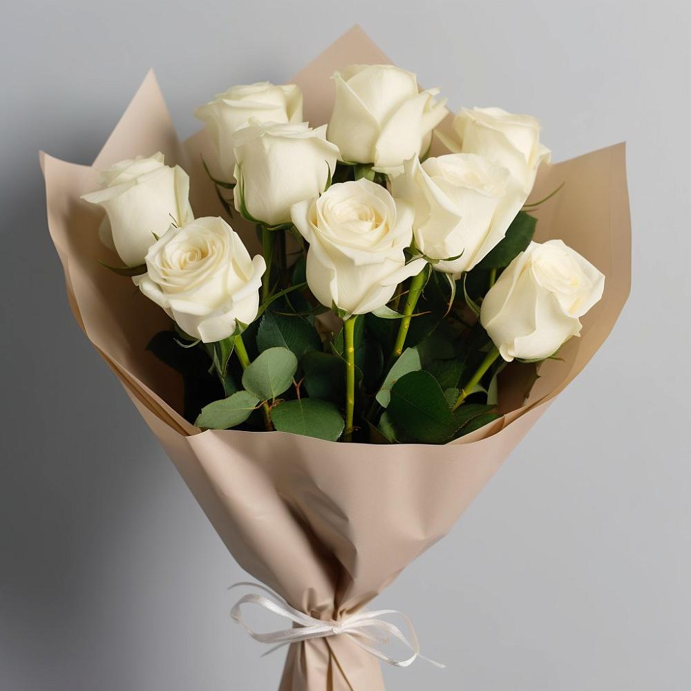 Букет 9 Белых роз Эдлесс Лав в Новой Таволжанке