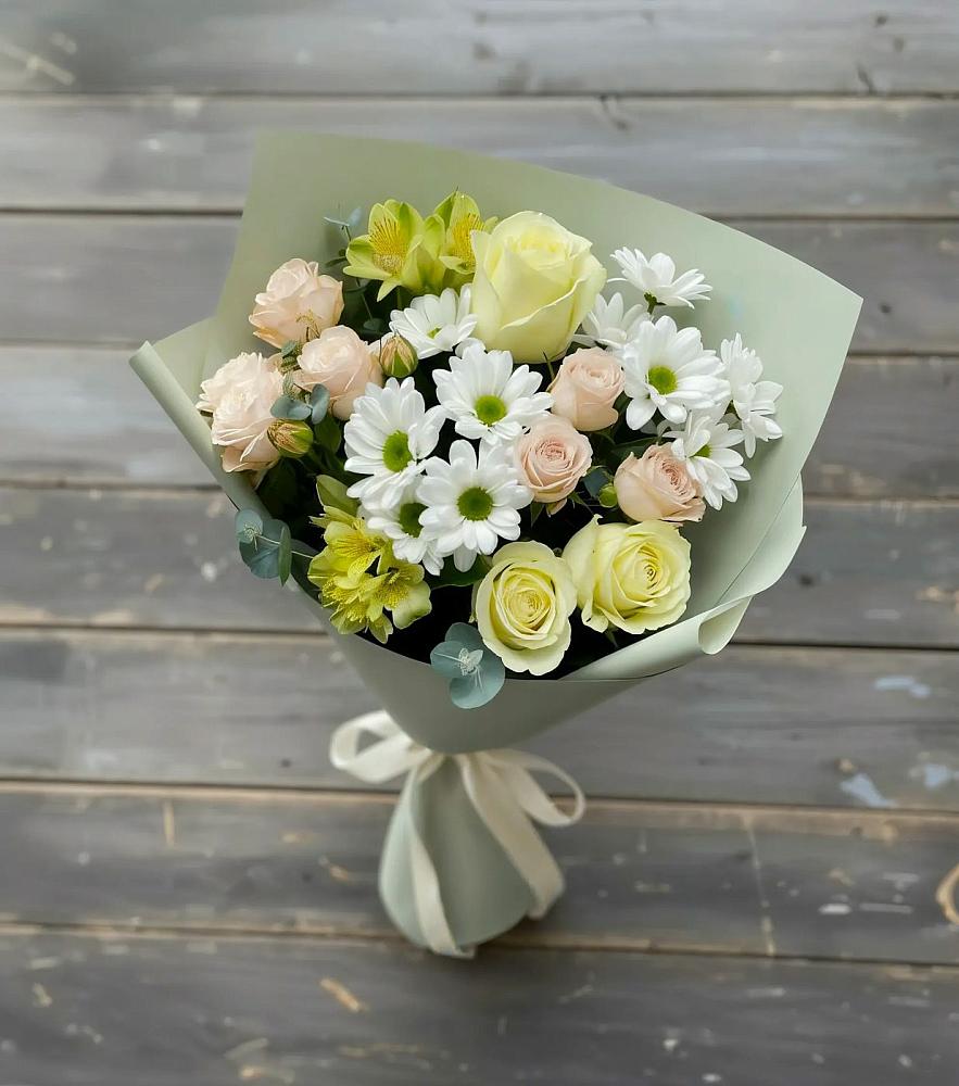 Букет цветов из: Альстромерии, Розы и Хризантемы в Новой Таволжанке