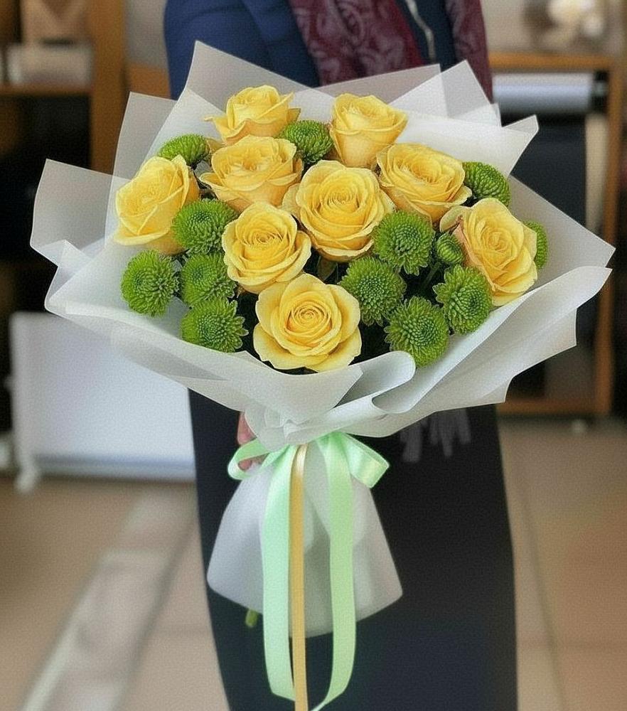 Букет цветов из: Хризантемы и Розы в Новой Таволжанке