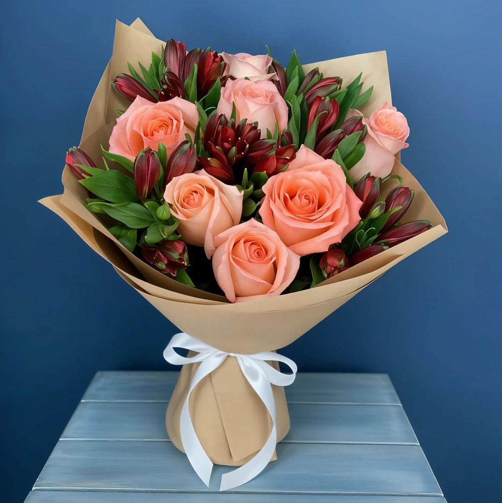 Букет цветов из: Розы и Альстромерии в Новой Таволжанке