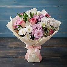 Букет цветов из:  Хризантемы, Альстромерии и Розы в Новой Таволжанке